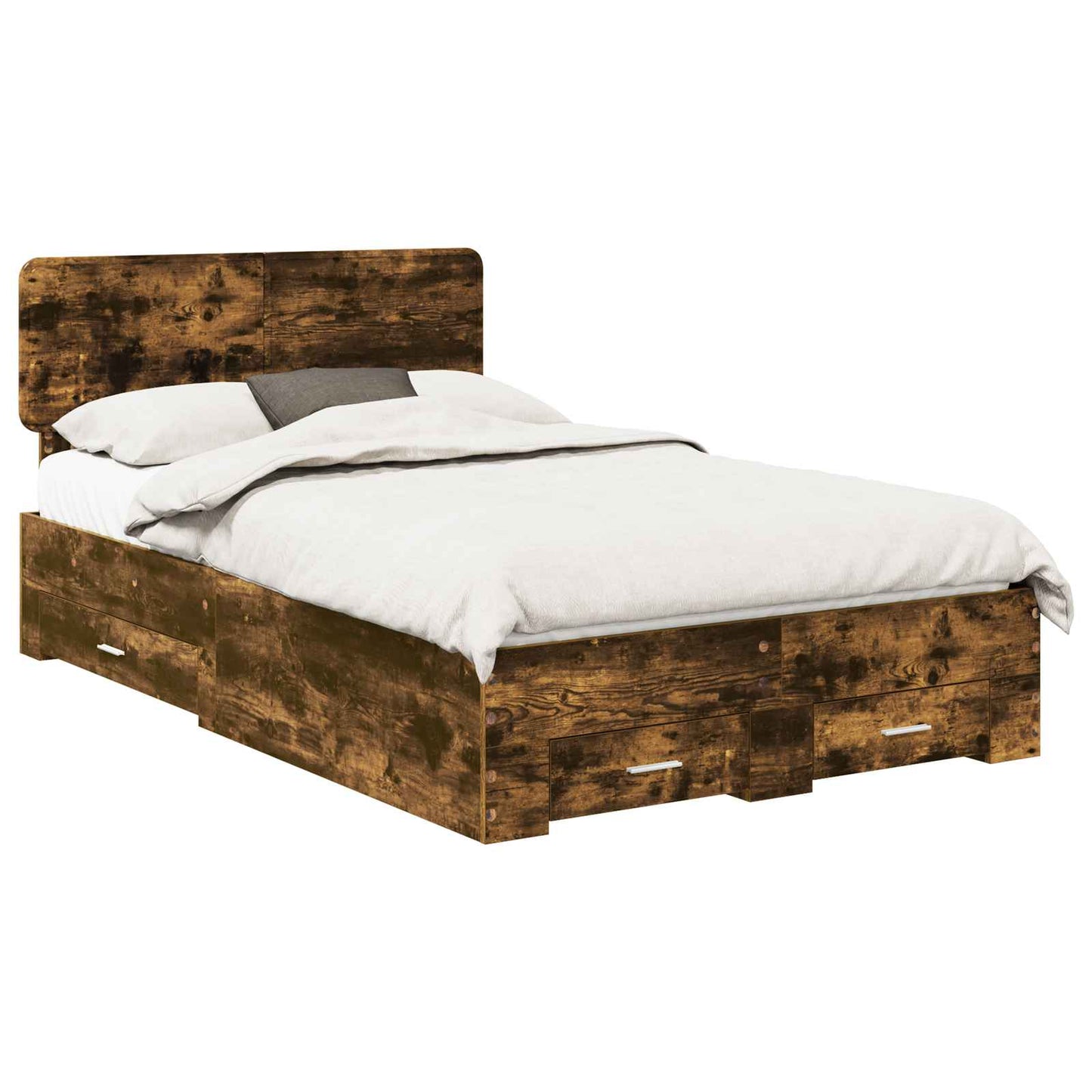 Bed Frame with Drawer Smoked Oak 120 x 190 cm Engineered Wood