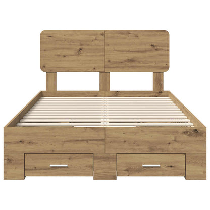 Bed Frame with Drawer Artisan Oak 120 x 190 cm Engineered Wood