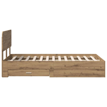 Bed Frame with Drawer Artisan Oak 120 x 190 cm Engineered Wood
