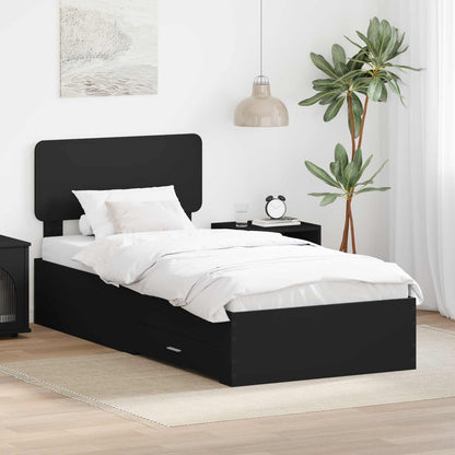 Bed Frame with Headboard Black 100 x 200 cm Engineered Wood