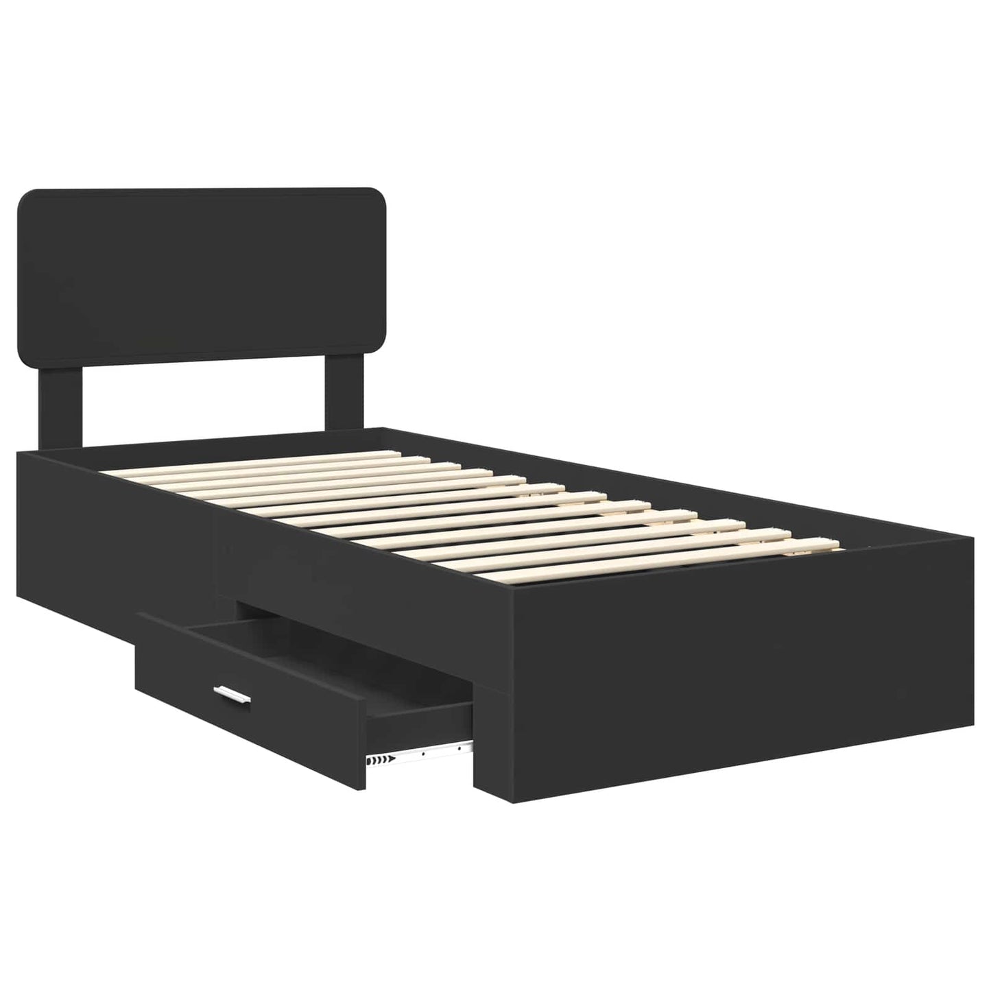 Bed Frame with Headboard Black 100 x 200 cm Engineered Wood
