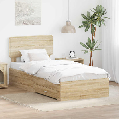 Bed Frame with Drawer Sonoma Oak 100 x 200 cm Engineered Wood