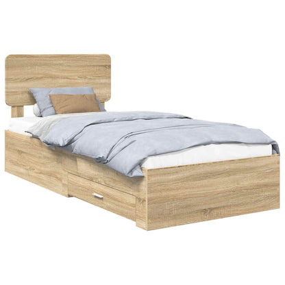 Bed Frame with Drawer Sonoma Oak 100 x 200 cm Engineered Wood