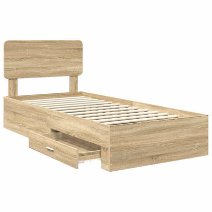 Bed Frame with Drawer Sonoma Oak 100 x 200 cm Engineered Wood