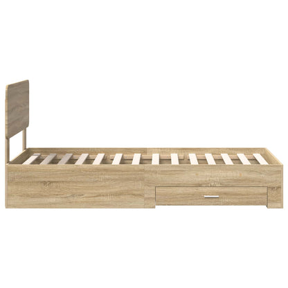 Bed Frame with Drawer Sonoma Oak 100 x 200 cm Engineered Wood
