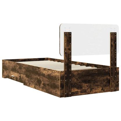 Bed Frame with Drawer Smoked Oak 100 x 200 cm Engineered Wood