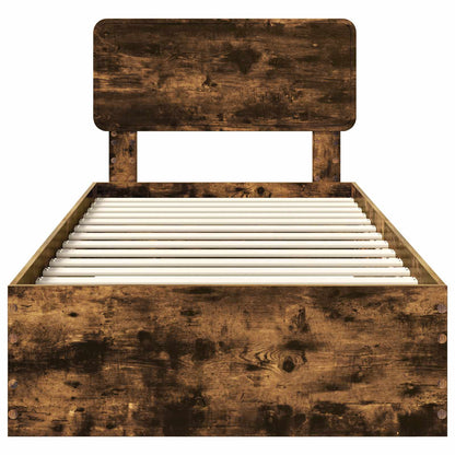 Bed Frame with Drawer Smoked Oak 100 x 200 cm Engineered Wood