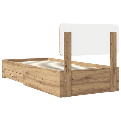 Bed Frame with Drawer Artisan Oak 100 x 200 cm Engineered Wood