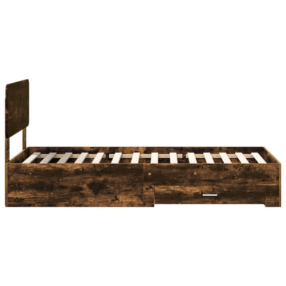 Bed Frame with Headboard Smoked Oak 90 x 200 cm Engineered Wood