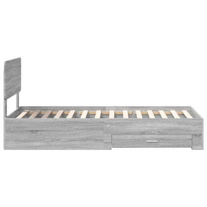 Bed Frame with Drawer Grey Sonoma 90 x 200 cm Engineered Wood