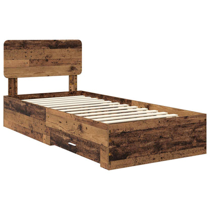 Bed Frame with Headboard Old Wood 90 x 200 cm Engineered Wood