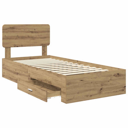 Bed Frame with Drawer Artisan Oak 90 x 200 cm Engineered Wood