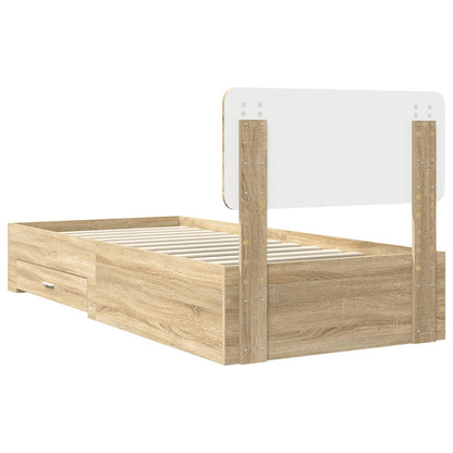 Bed Frame with Headboard Sonoma Oak 90 x 190 cm Engineered Wood