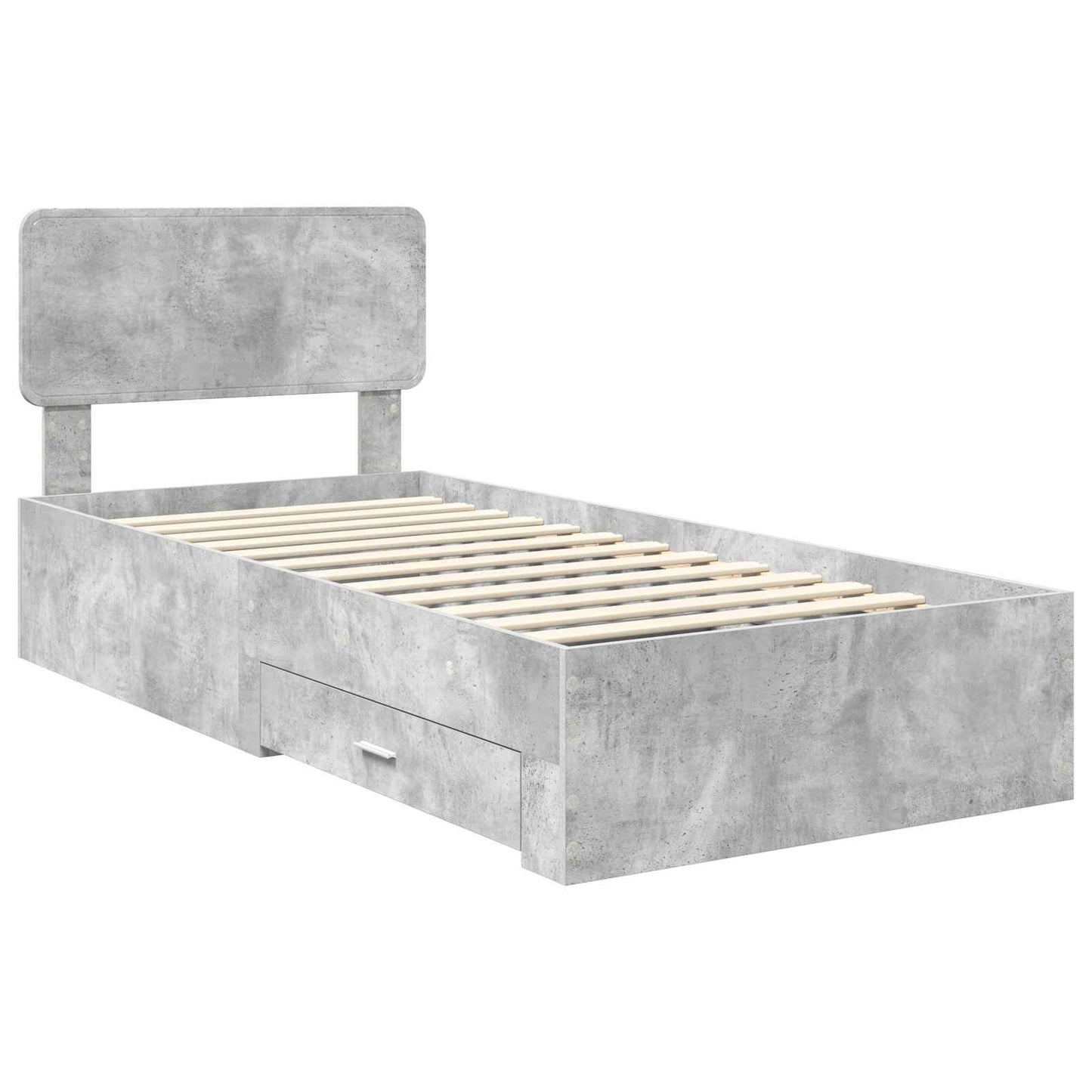 Bed Frame with Drawer Concrete Grey 90 x 190 cm Engineered Wood