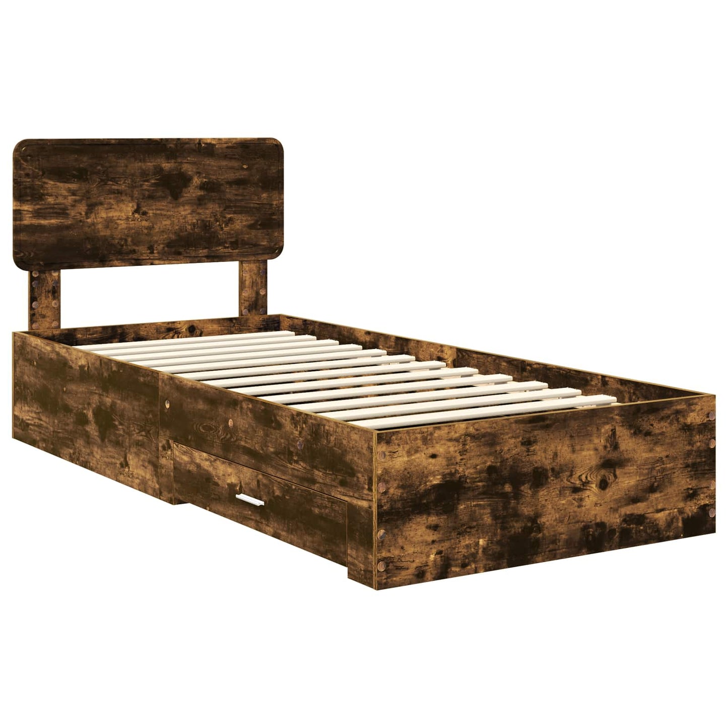 Bed Frame with Headboard Smoked Oak 90 x 190 cm Engineered Wood