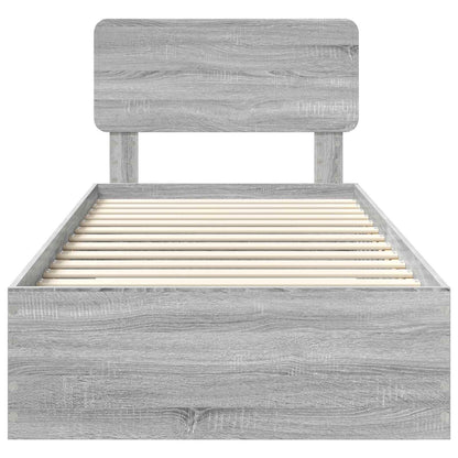 Bed Frame with Drawer Grey Sonoma 90 x 190 cm Engineered Wood