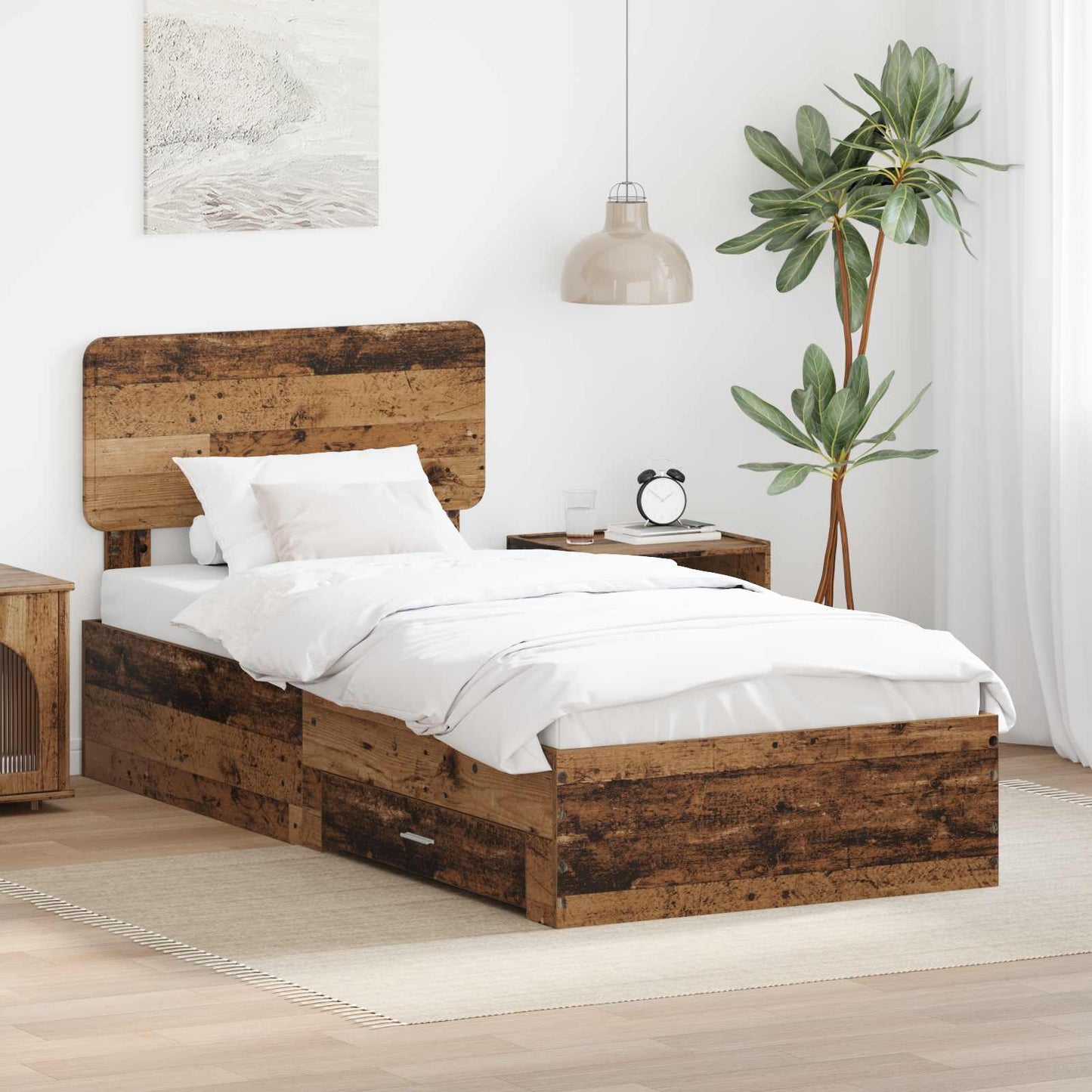 Bed Frame with Headboard Old Wood 90 x 190 cm Engineered Wood