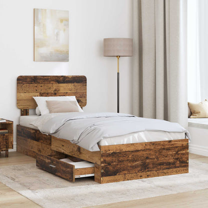 Bed Frame with Headboard Old Wood 90 x 190 cm Engineered Wood