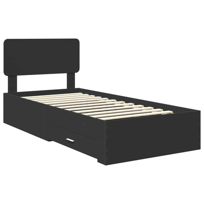 Bed Frame with Headboard Black 75 x 190 cm Engineered Wood