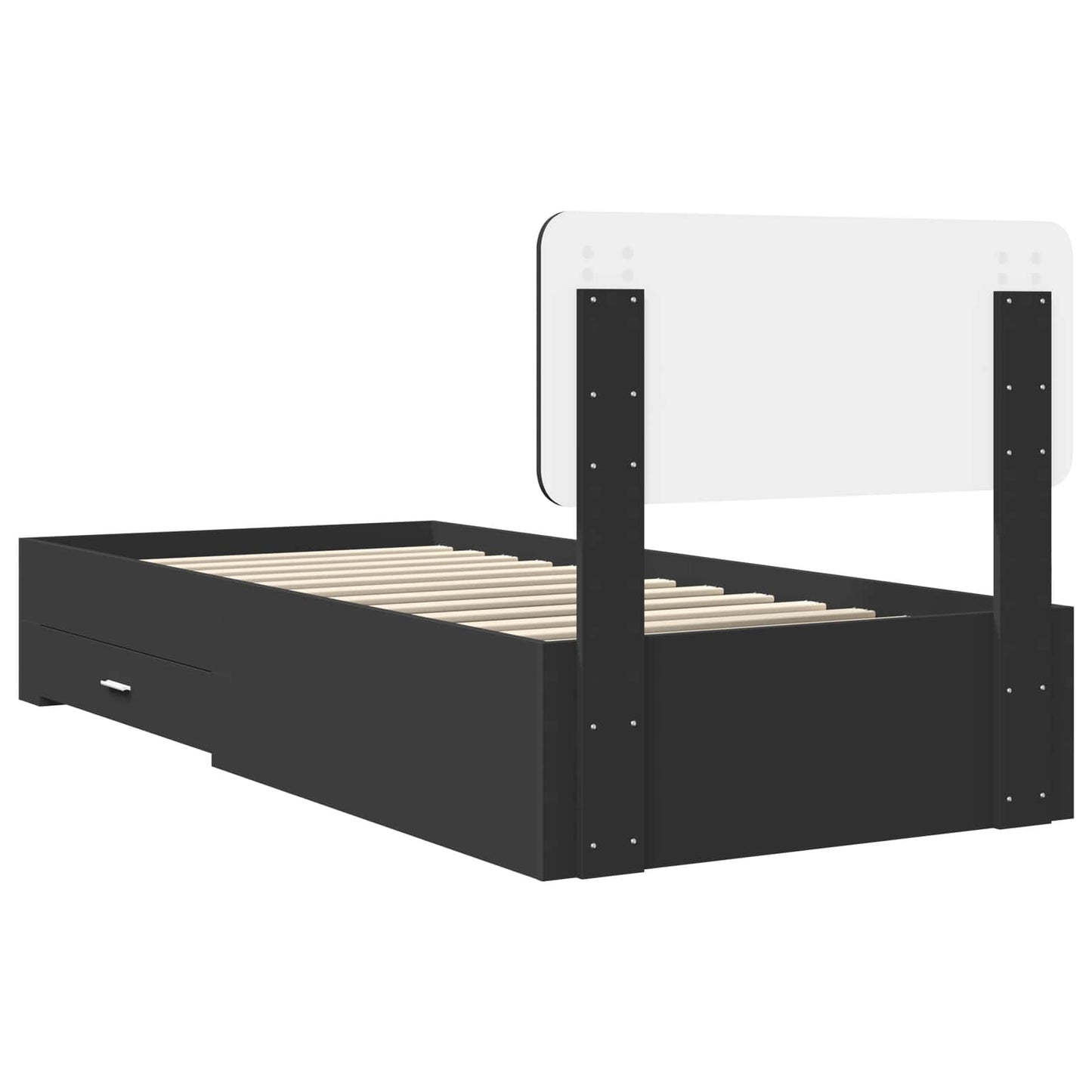Bed Frame with Headboard Black 75 x 190 cm Engineered Wood