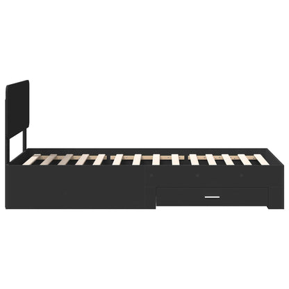 Bed Frame with Headboard Black 75 x 190 cm Engineered Wood