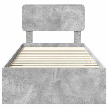 Bed Frame with Drawer Concrete Grey 70 x 190 cm Engineered Wood