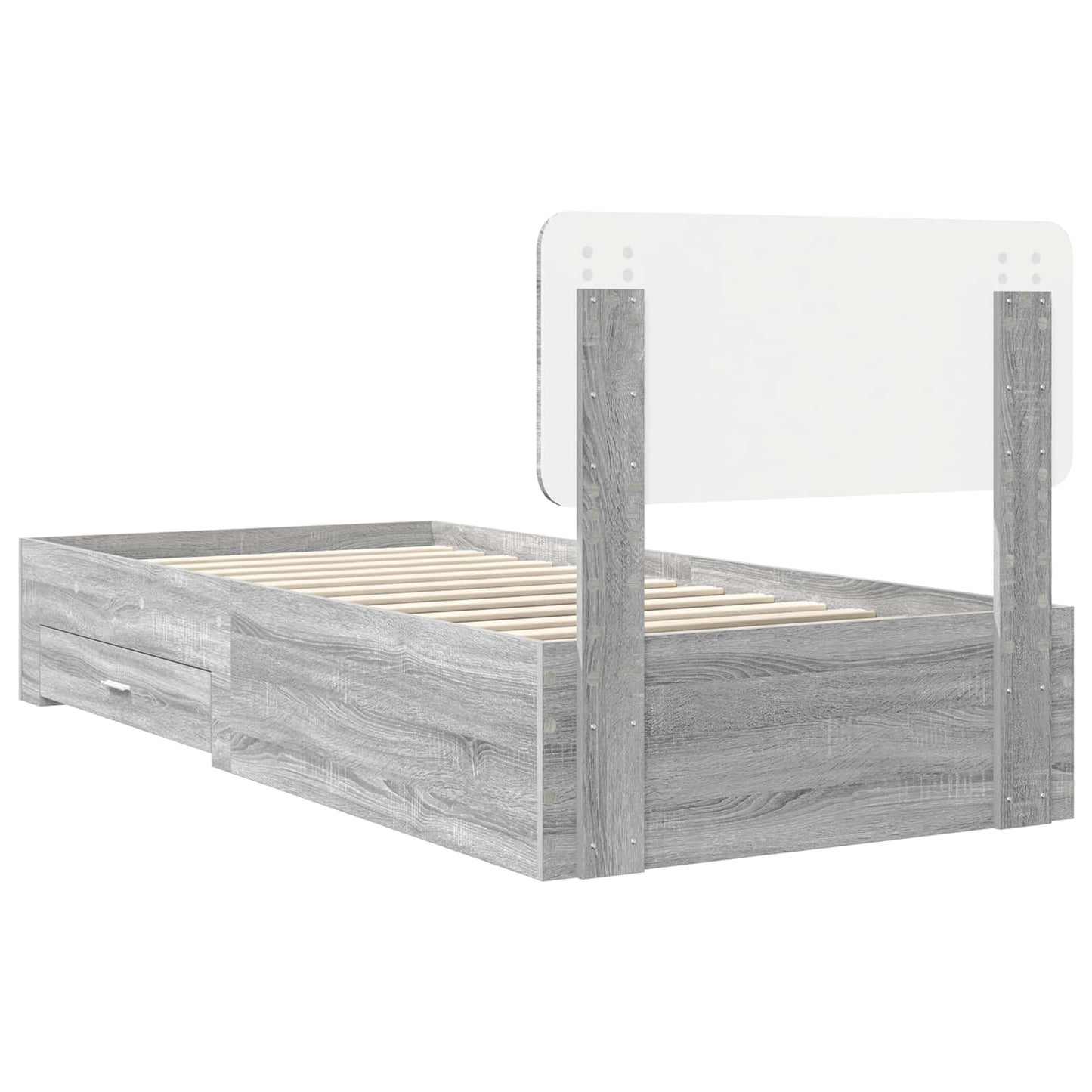 Bed Frame with Drawer Grey Sonoma 75 x 190 cm Engineered Wood