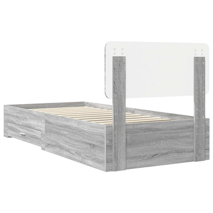 Bed Frame with Drawer Grey Sonoma 75 x 190 cm Engineered Wood
