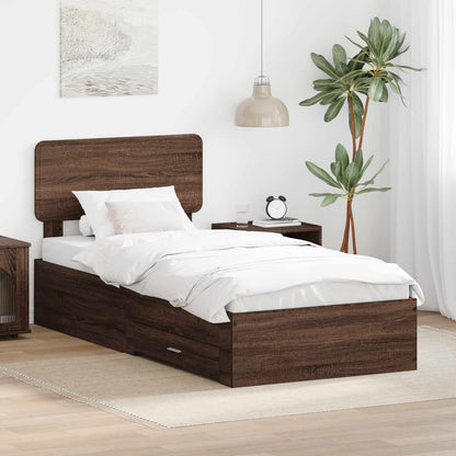 Bed Frame with Headboard Brown Oak 75 x 190 cm Engineered Wood