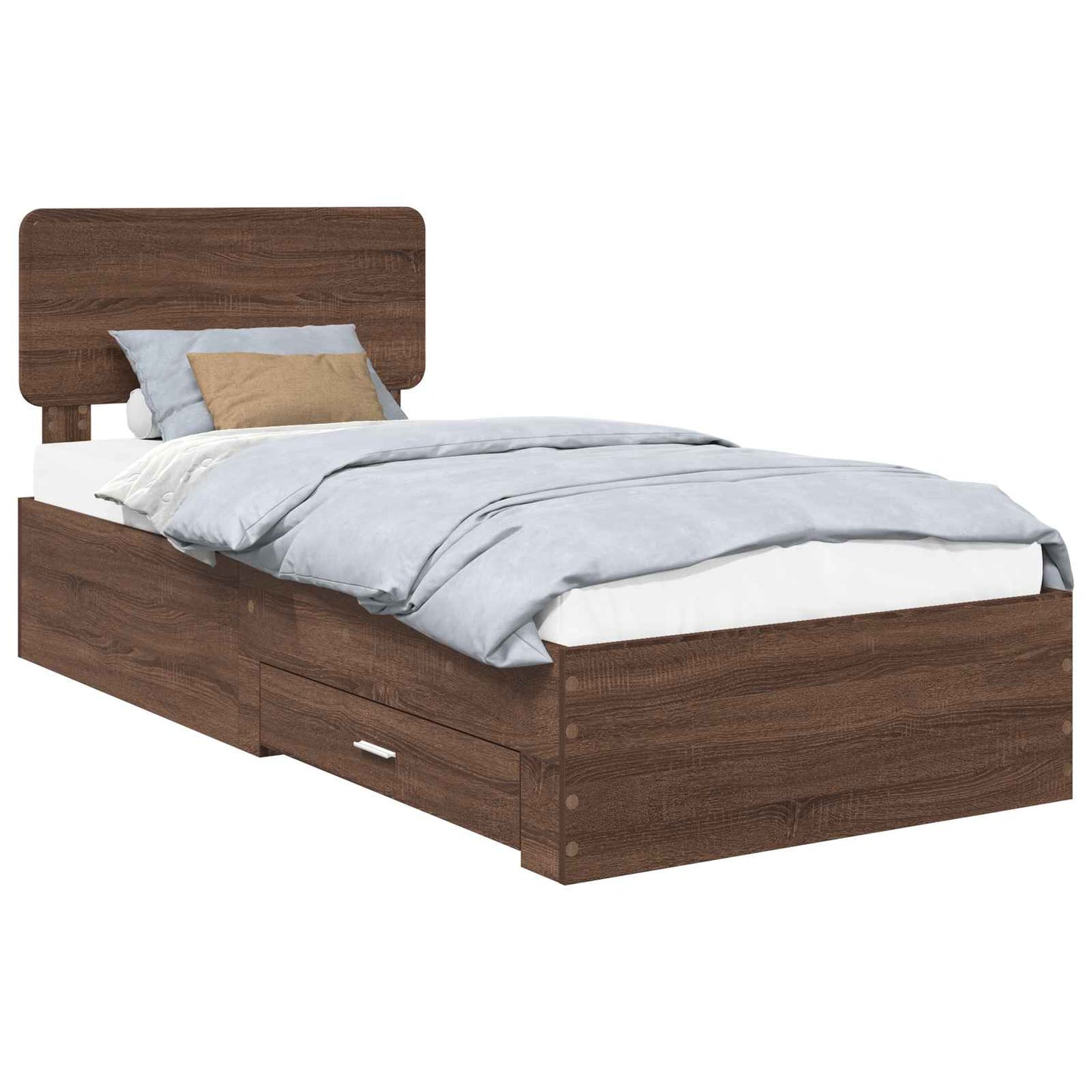 Bed Frame with Headboard Brown Oak 75 x 190 cm Engineered Wood