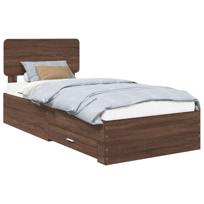 Bed Frame with Headboard Brown Oak 75 x 190 cm Engineered Wood