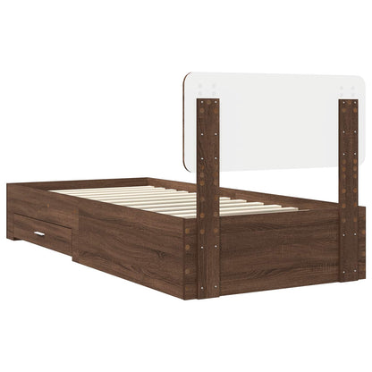 Bed Frame with Headboard Brown Oak 75 x 190 cm Engineered Wood