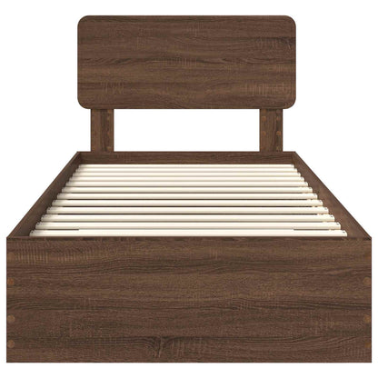 Bed Frame with Headboard Brown Oak 75 x 190 cm Engineered Wood
