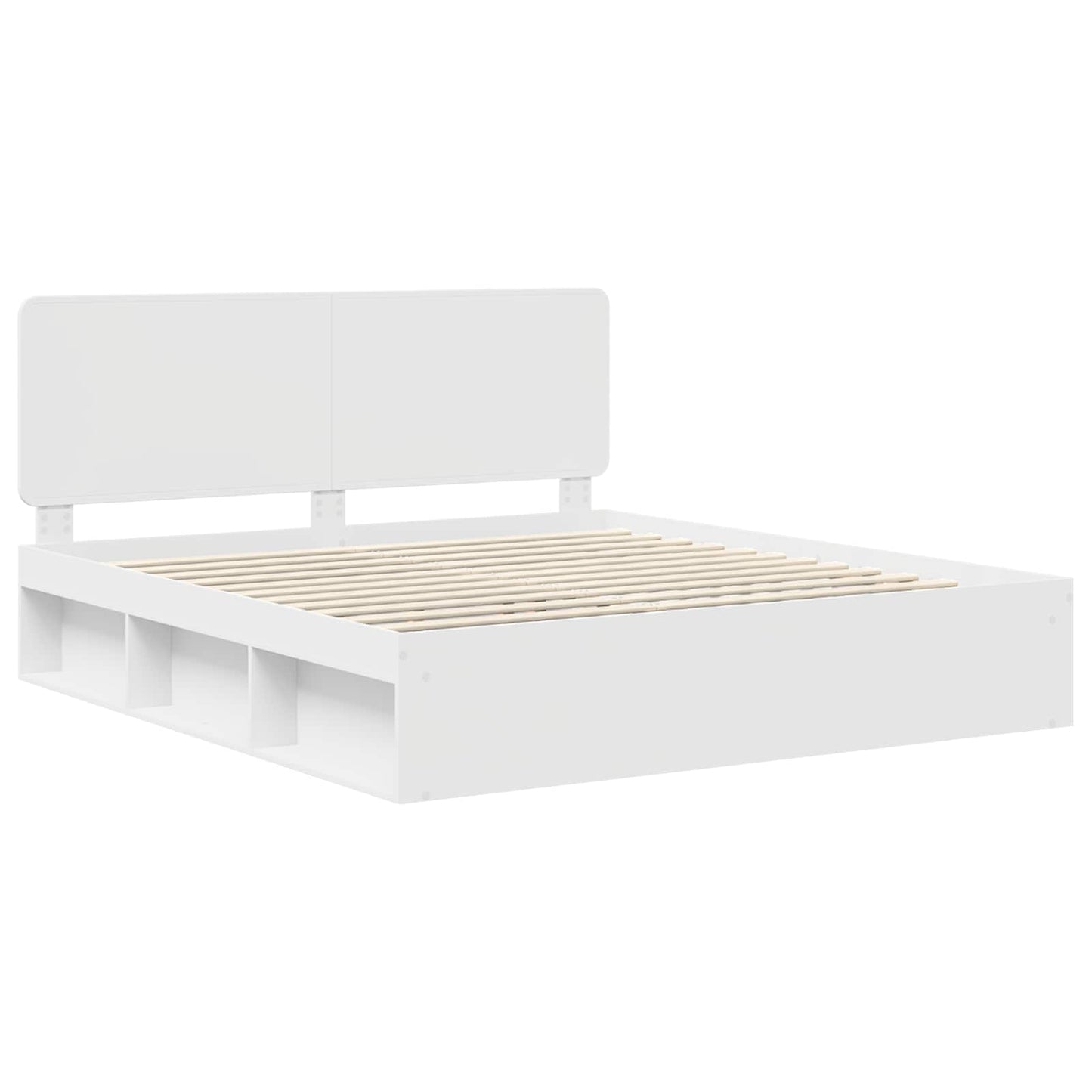 Bed Frame with Headboard White 200 x 200 cm Solid Pine Wood