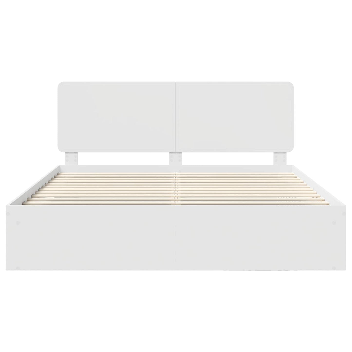 Bed Frame with Headboard White 200 x 200 cm Solid Pine Wood