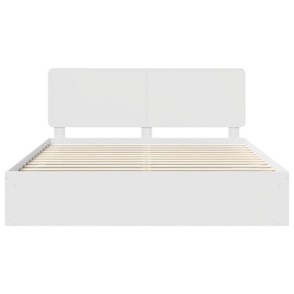 Bed Frame with Headboard White 200 x 200 cm Solid Pine Wood