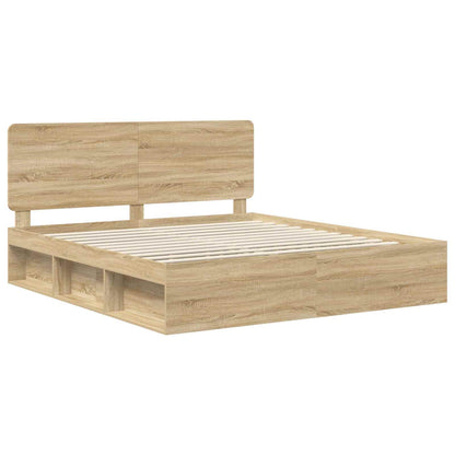 Bed Frame with Headboard Sonoma 200 x 200 cm Solid Pine Wood