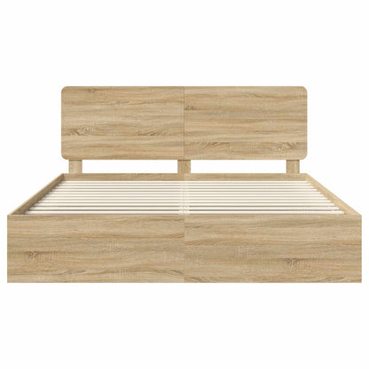 Bed Frame with Headboard Sonoma 200 x 200 cm Solid Pine Wood