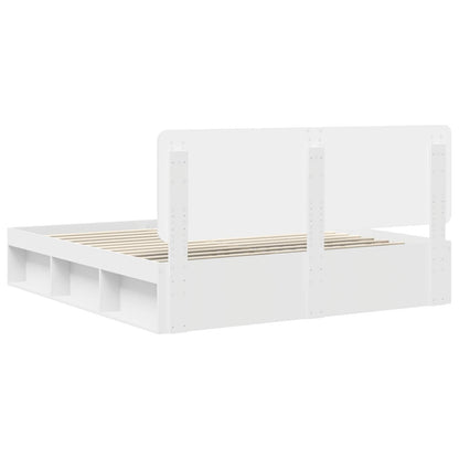 Bed Frame with Headboard White 180 x 200 cm Solid Pine Wood