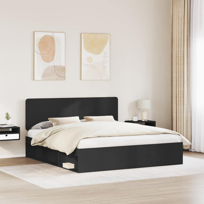 Bed Frame with Headboard Black 180 x 200 cm Solid Pine Wood
