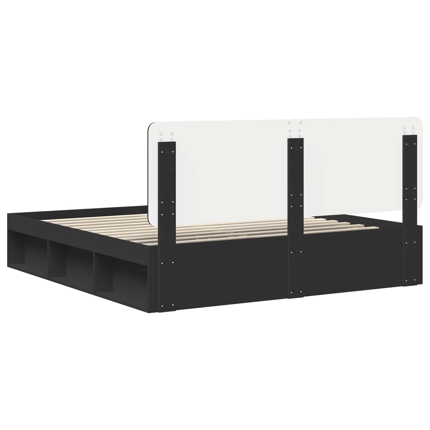 Bed Frame with Headboard Black 180 x 200 cm Solid Pine Wood