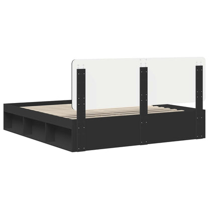 Bed Frame with Headboard Black 180 x 200 cm Solid Pine Wood