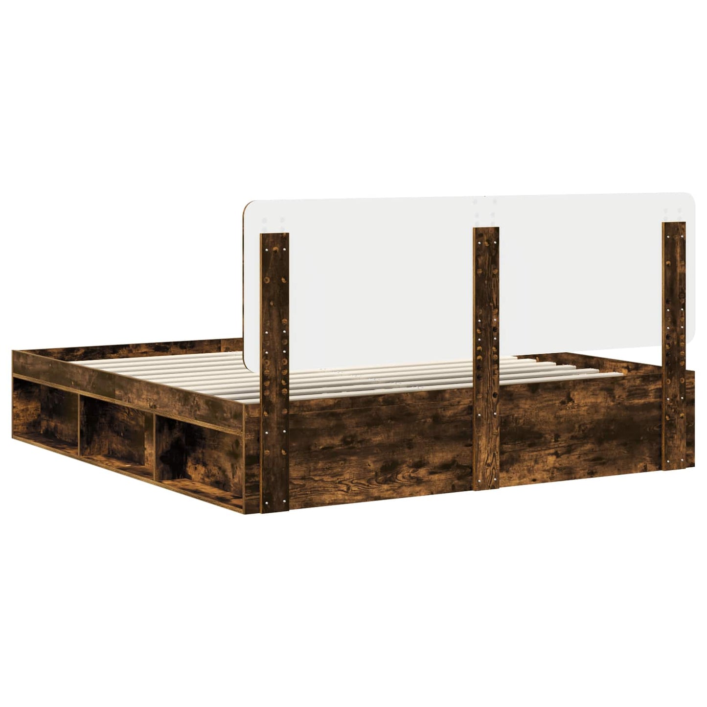 Bed Frame Smoked Oak 180 x 200 cm Solid Pine Wood