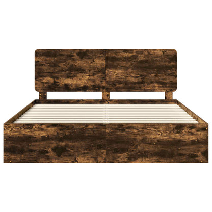 Bed Frame Smoked Oak 180 x 200 cm Solid Pine Wood