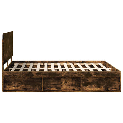 Bed Frame Smoked Oak 180 x 200 cm Solid Pine Wood