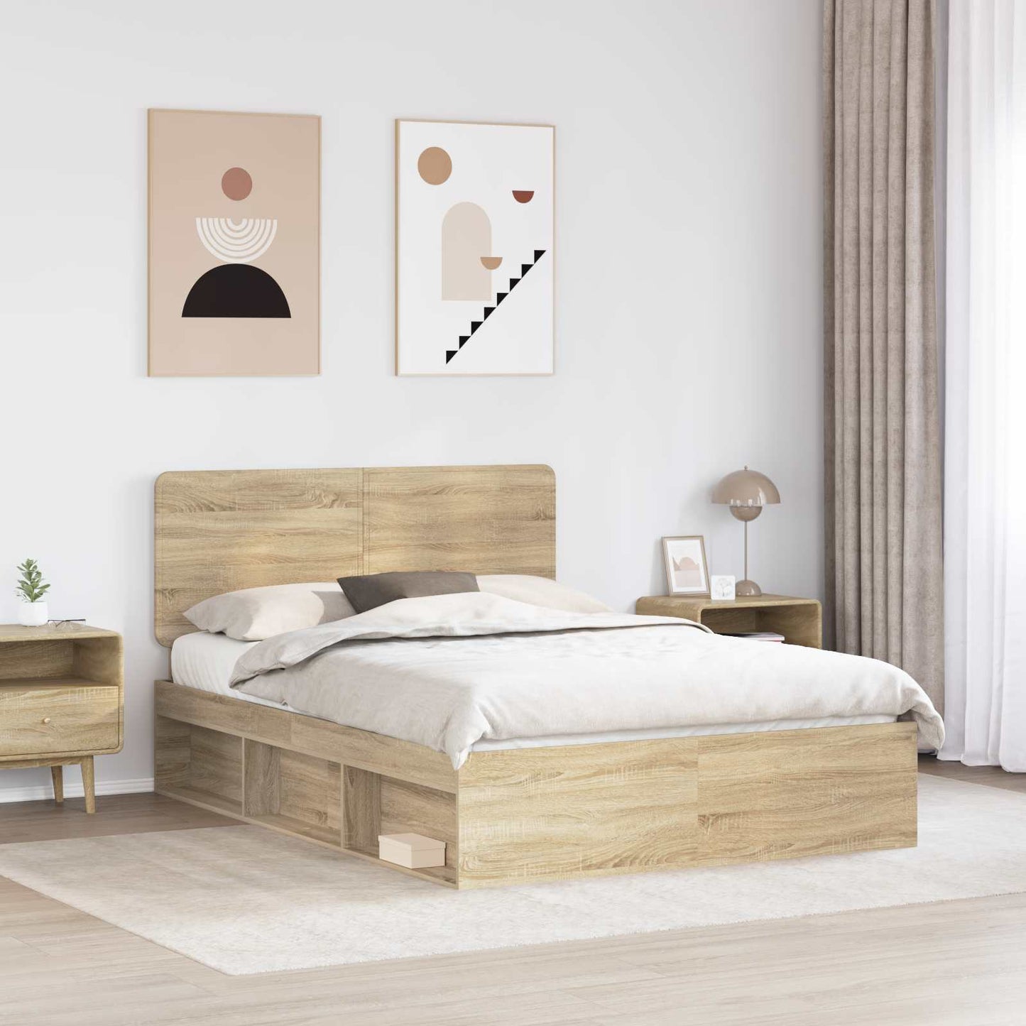 Bed Frame with Headboard Sonoma 160 x 200 cm Solid Pine Wood