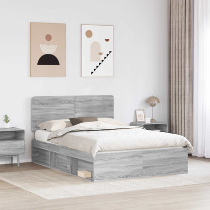 Bed Frame Grey Sonoma 160 x 200 cm Solid Pine Wood