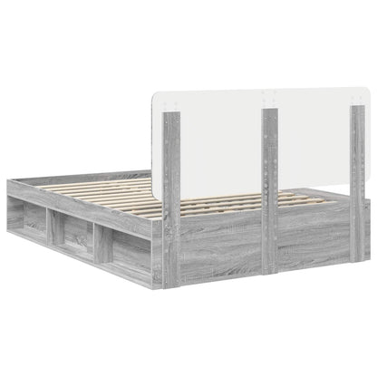 Bed Frame Grey Sonoma 160 x 200 cm Solid Pine Wood