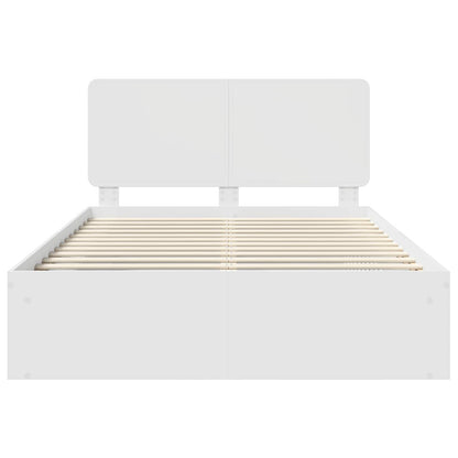 Bed Frame with Headboard White 150 x 200 cm Solid Pine Wood