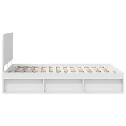 Bed Frame with Headboard White 150 x 200 cm Solid Pine Wood